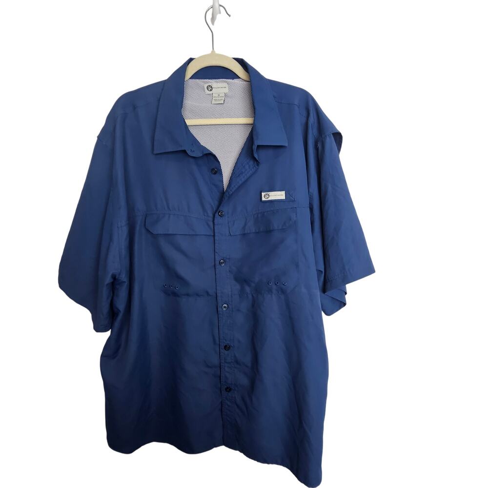 Killik Fishing Shirt Blue Vented Fishing Shirt Button Front Short Sleeve Men 3X